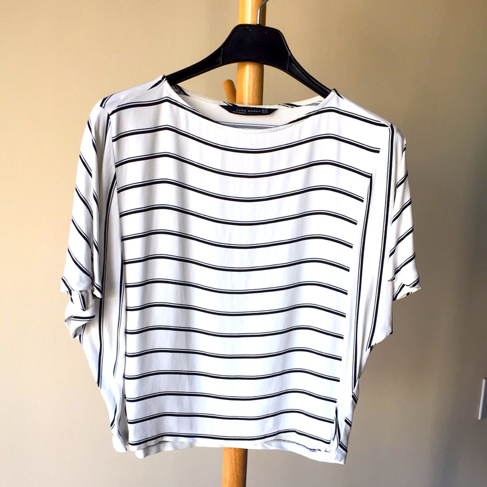 Zara White with Black Stripes top